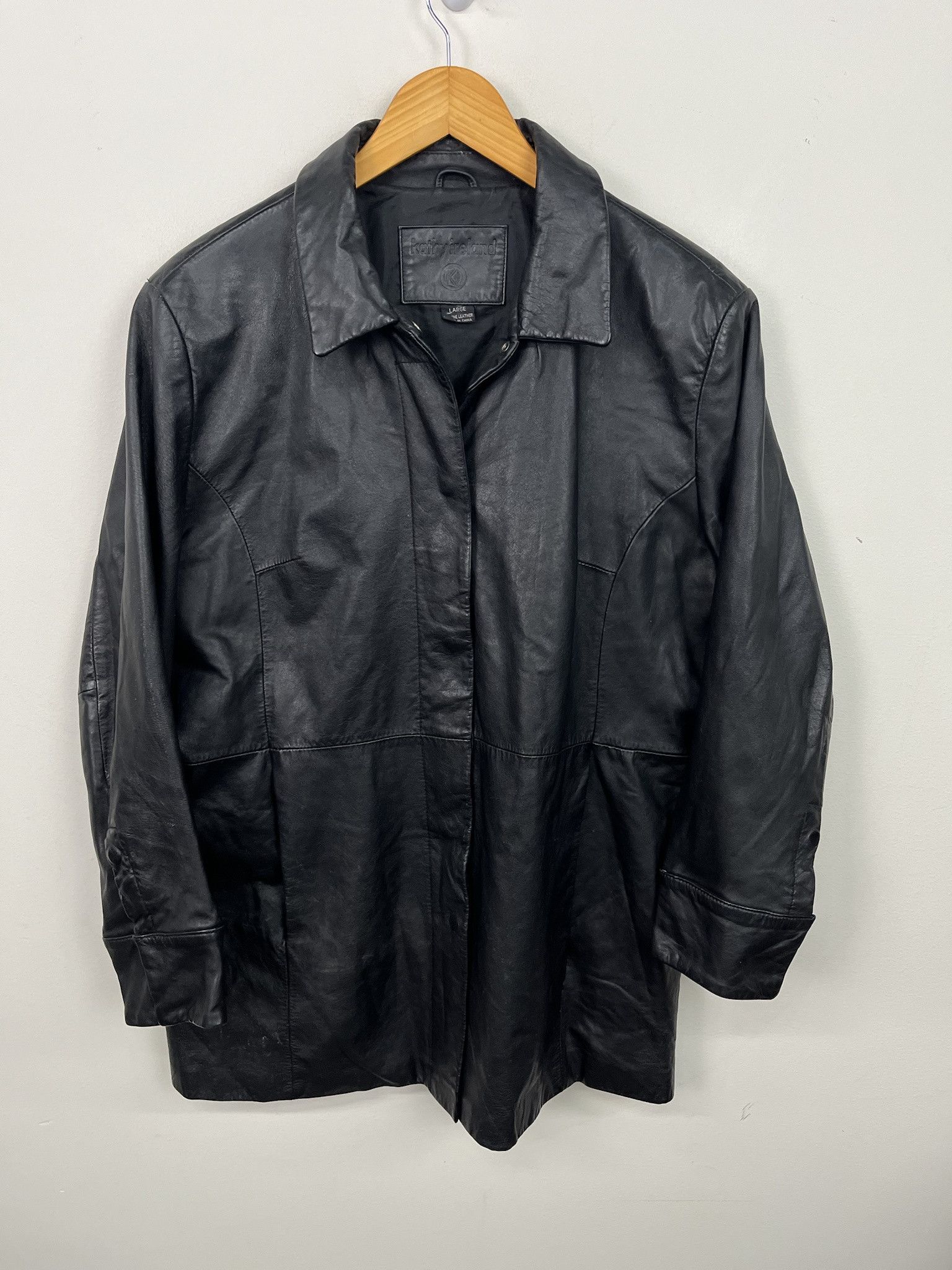 Vintage × Wilsons Leather VIntage 90s Leather Jacket Kathy Ireland Leather Snap Duster Size L Size US L / EU 52-54 / 3 - 1 Thumbnail