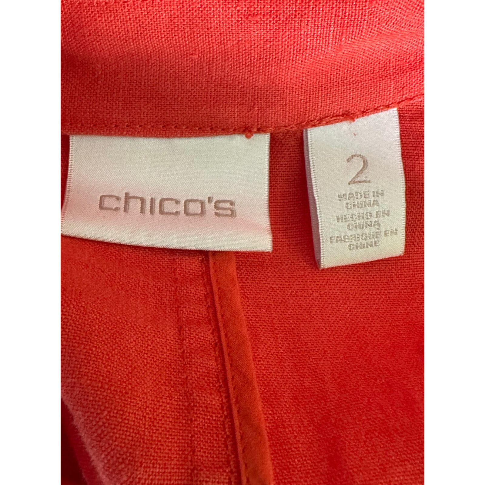Chicos Chico’s orange linen open front moto jacket size 2 - large Size L / US 10 / IT 46 - 3 Thumbnail