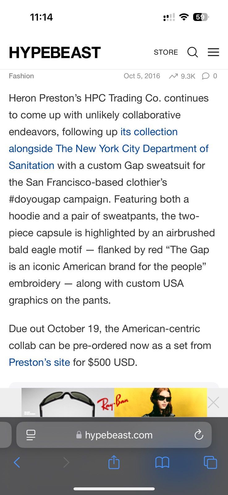Gap HERON PRESTON x GAP - Handmade circa 2016 - RARE! Size US XL / EU 56 / 4 - 18 Thumbnail