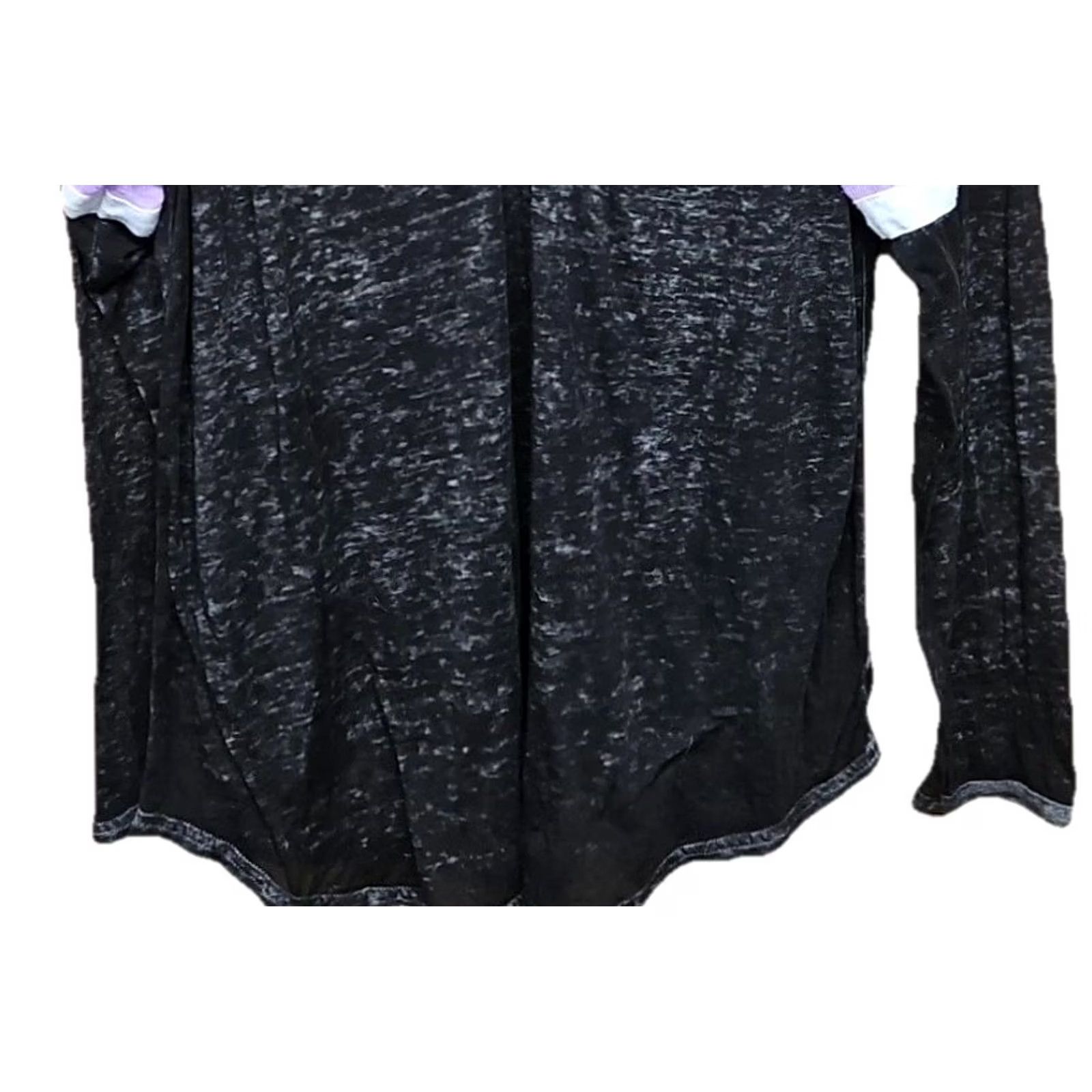 Vintage Bobbie Brooks Women's 2X Black Purple Sheer Lace Up Raglan Top Long Sleeve Size XXL / US 16-18 / IT 52-54 - 3 Thumbnail