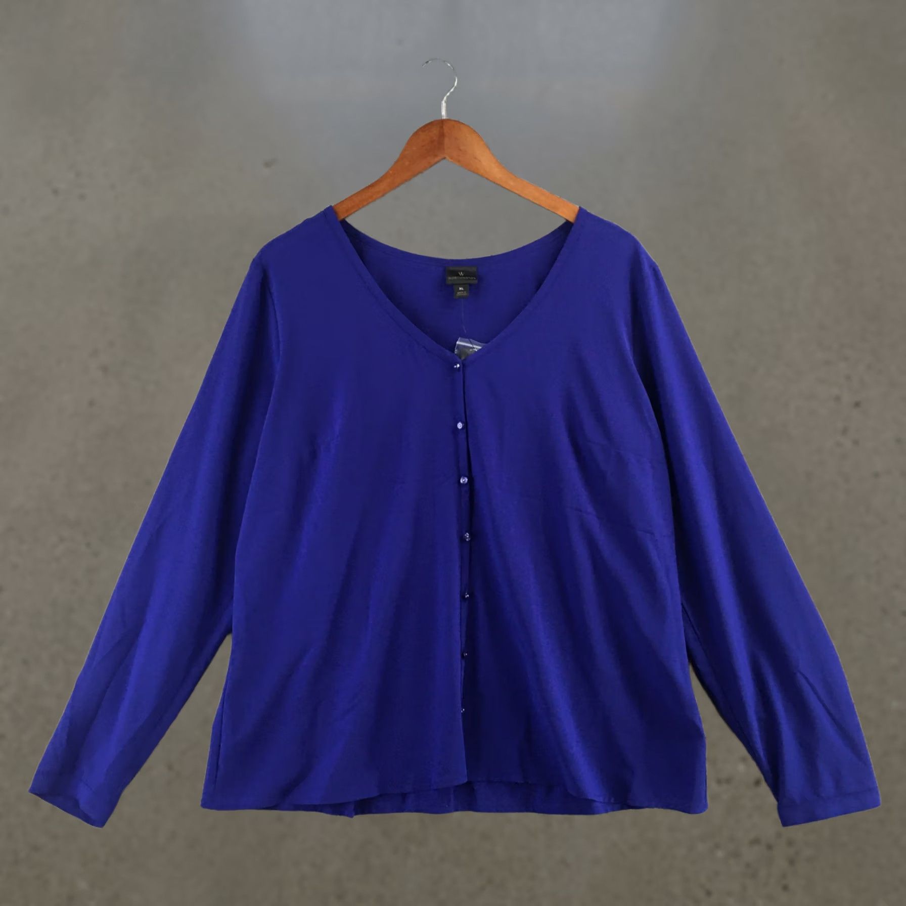 Worthington Worthington Blouse Womens XL Blue Button Front Long Sleeve V Neck Casual Top NEW Size XL / US 12-14 / IT 48-50 - 1 Thumbnail