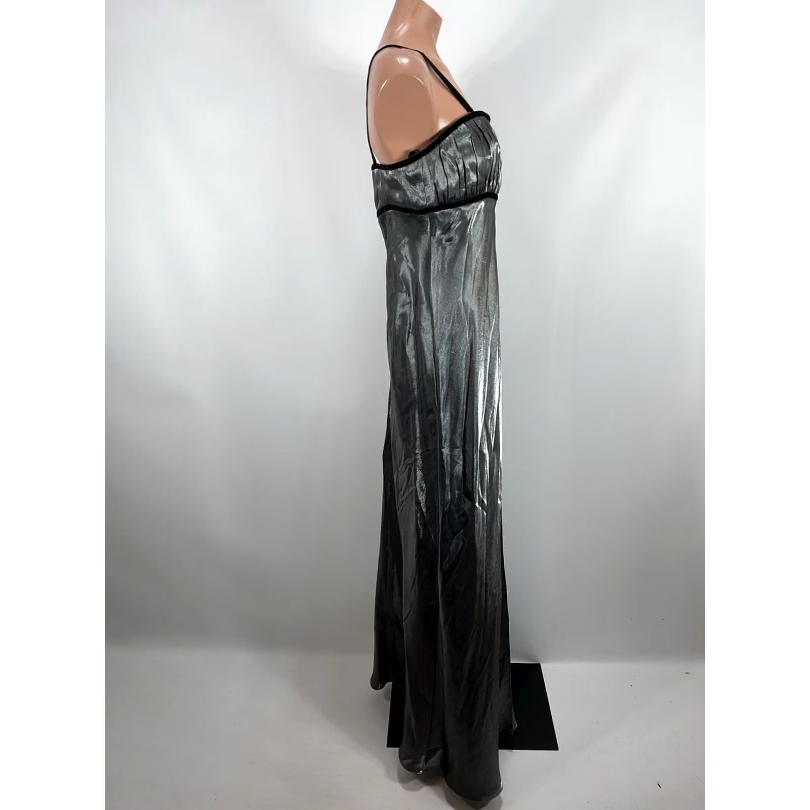 Vintage Vintage Silver Satin Strappy Formal Prom 90s Y2K Sexy Shiny Wet Look Dress Size XL / US 12-14 / IT 48-50 - 5 Thumbnail