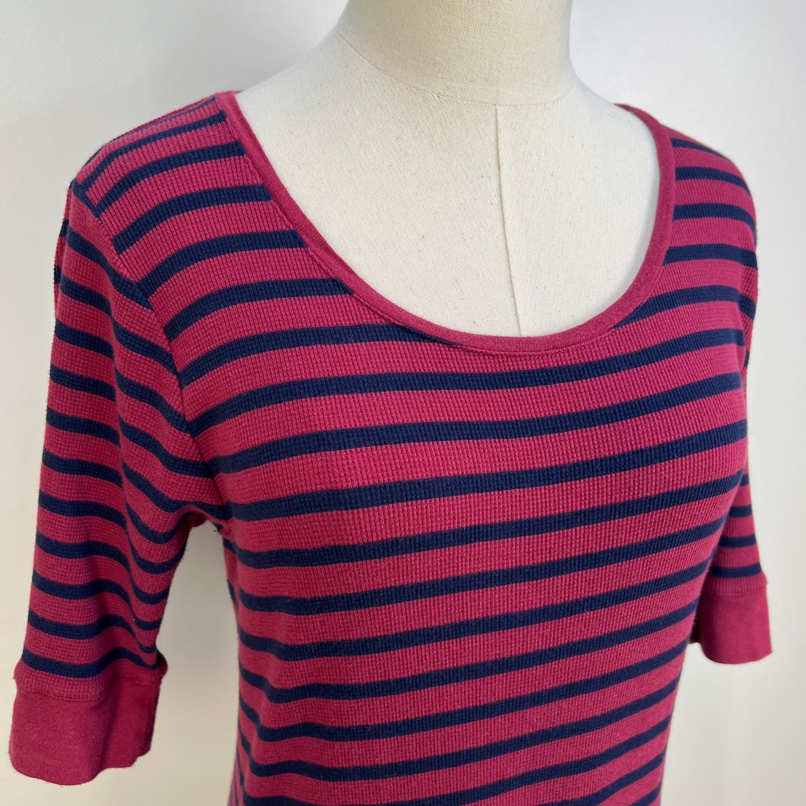 Lauren Ralph Lauren Lauren Ralph Lauren Stripe Waffle Knit Maxi Dress Red Cotton Size XL / US 12-14 / IT 48-50 - 2 Thumbnail