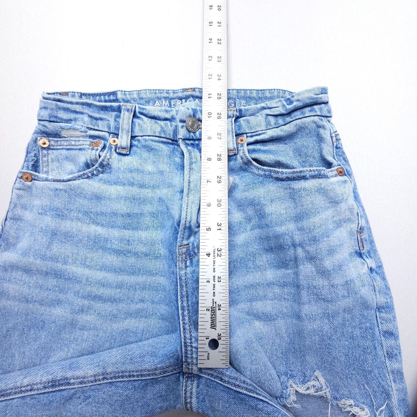American Eagle Outfitters American Eagle Outfitters Jeans Womens 2 Light Wash Distressed Straight 90s Bohemian Festival Vintage No Size 26" / US 2 / IT 38 - 7 Thumbnail