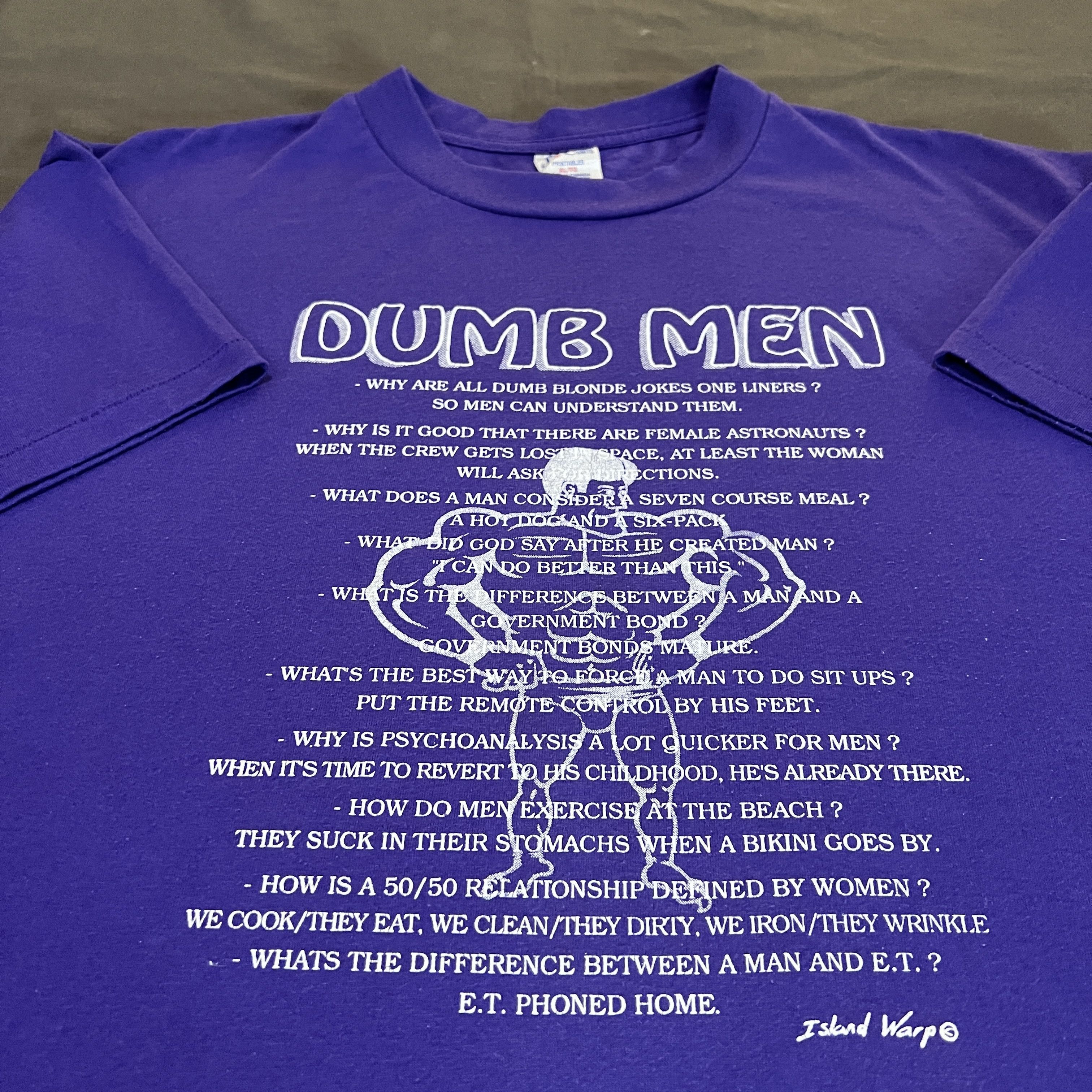 Vintage 90s Dumb men Quote Fitness Tee XL Gym Bodybuilding