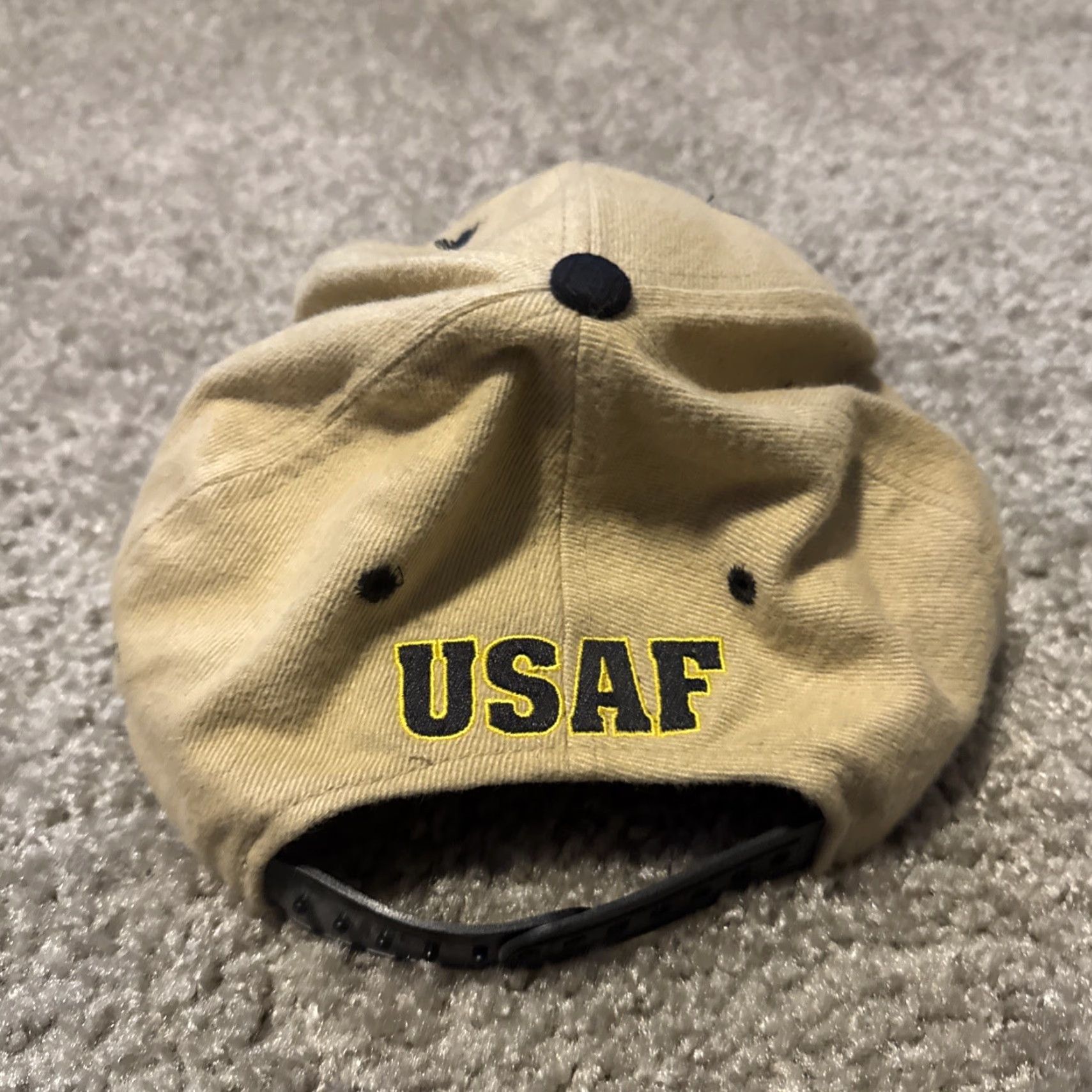 Vintage VINTAGE Air force USAF Military Snapback Hat Cap Beige Mens One Size Cap Hat Beige USAF Military Snapback Men Size ONE SIZE - 3 Thumbnail