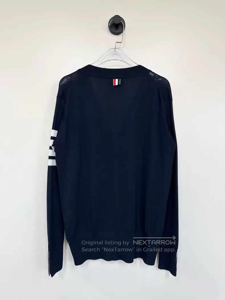 Thom Browne Thom Browne Dark blue striped four-bar knit cardigan coat Size US S / EU 44-46 / 1 - 2 Thumbnail