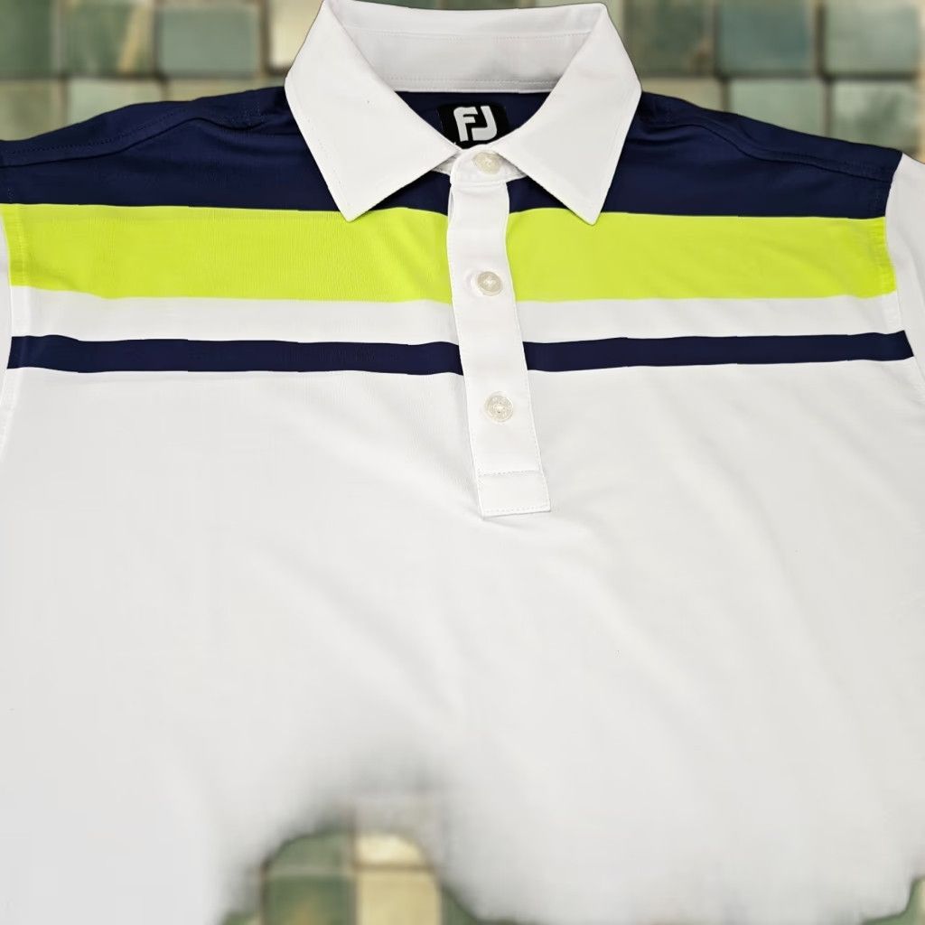 Footjoy FootJoy Polo Shirt Mens M White Colorblock Performance Stretch Golf Shirt Size US M / EU 48-50 / 2 - 1 Thumbnail