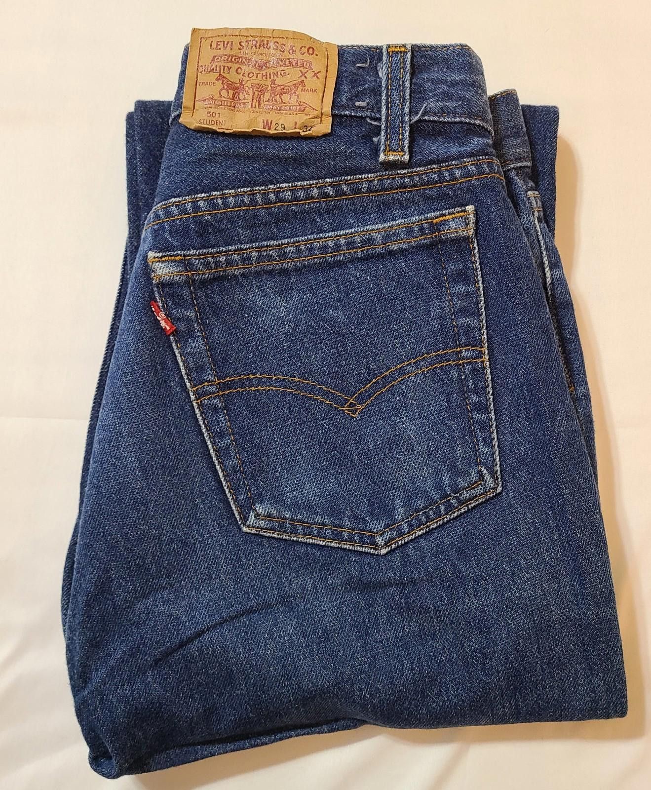 Levi's Levis 501 29x34 Blue Jeans Student Fit 2001 Y2K Made USA Size US 29 - 1 Thumbnail