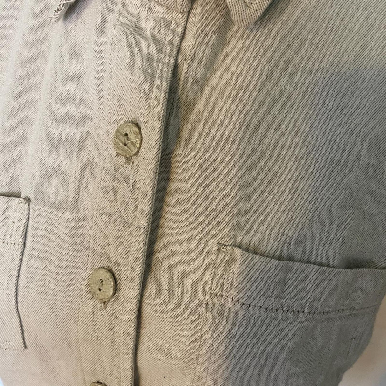 Vintage VTG Studio Ease Petite Tan Button Up 100% Cotton Size 10P Size L / US 10 / IT 46 - 2 Thumbnail