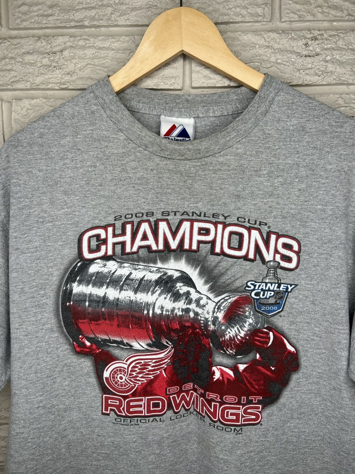NHL Vintage Majestic Detroit Red Wings 2008 Stanley Cup Shirt Size US L / EU 52-54 / 3 - 2 Thumbnail