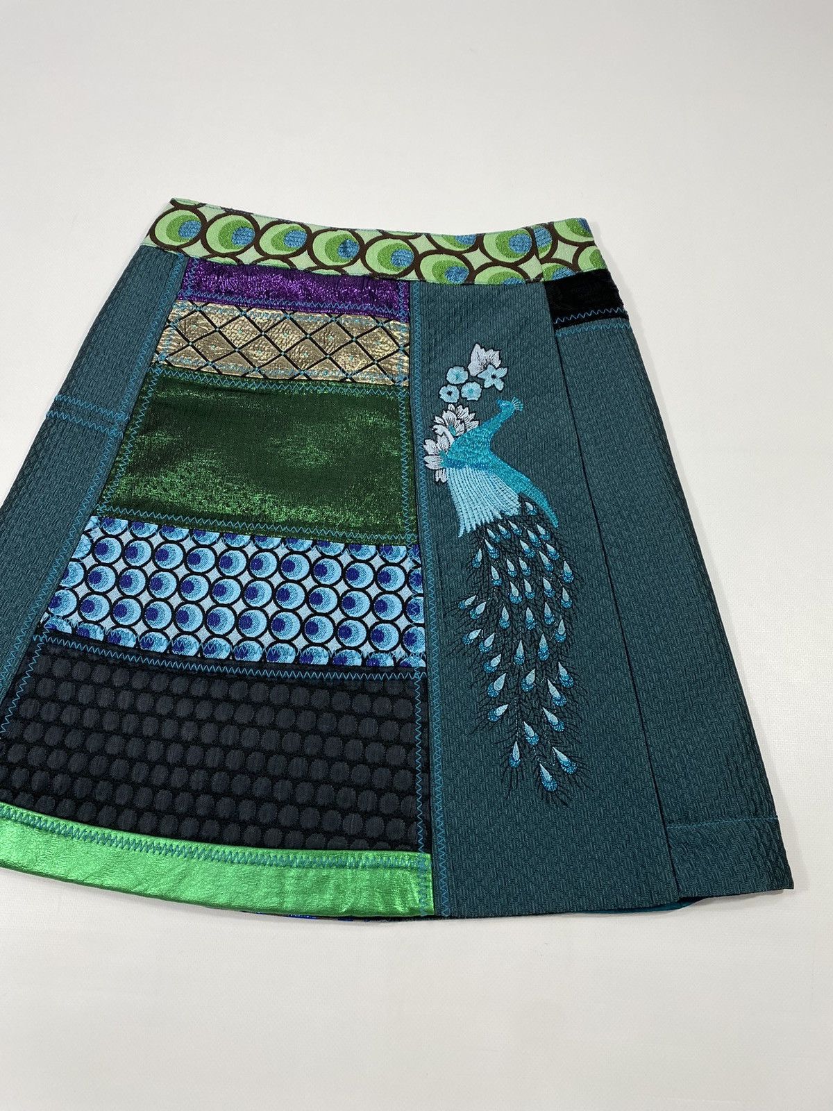 Desigual LASTDROP🔥 Desigual Galactic Tour Y2K Patchwork Peacock Skirt Size 28" / US 6 / IT 42 - 7 Thumbnail