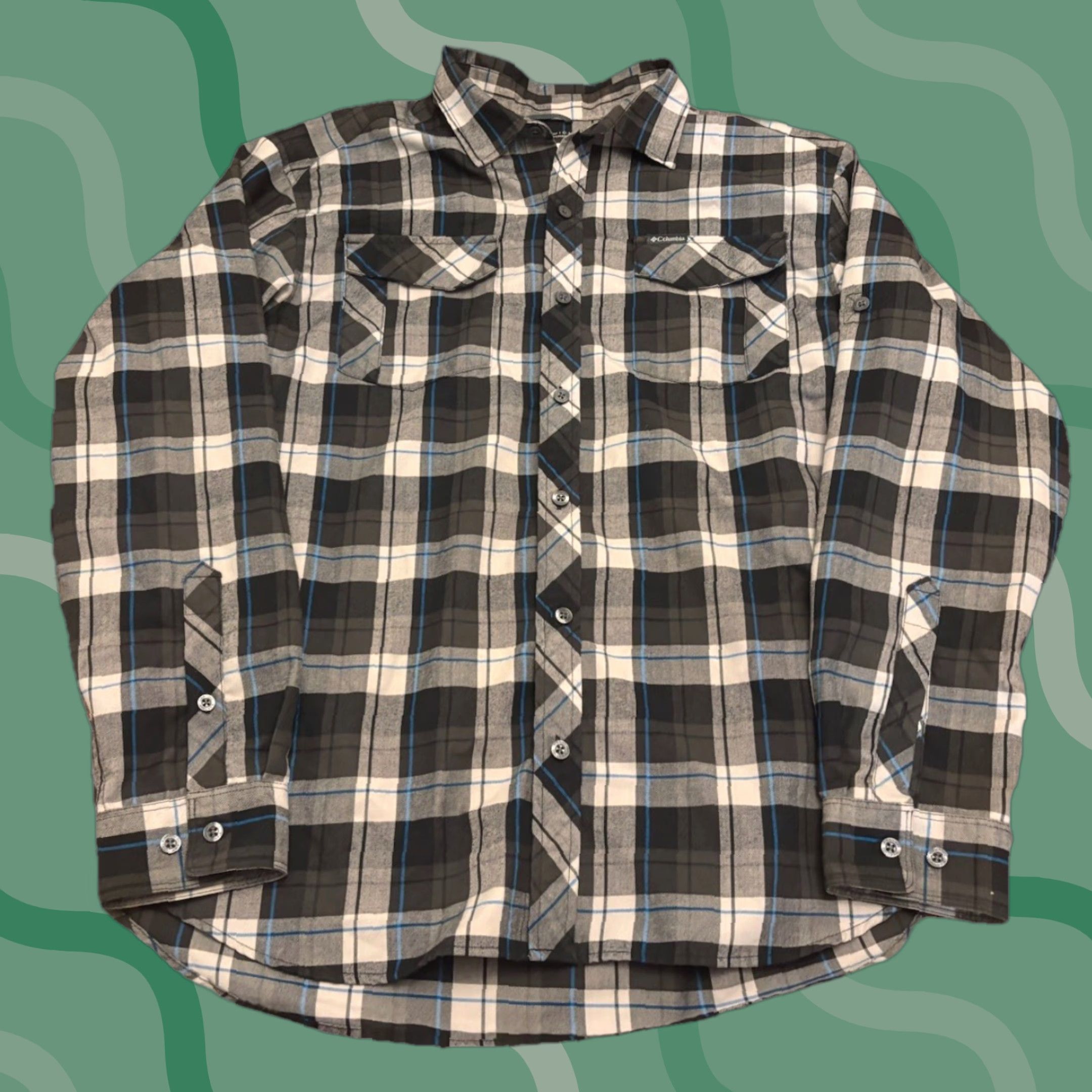 Vintage Columbia Flannel Shirt Mens L Grey Plaid Omni-Wick Lightweight Cabincore E2 Size US L / EU 52-54 / 3 - 1 Thumbnail