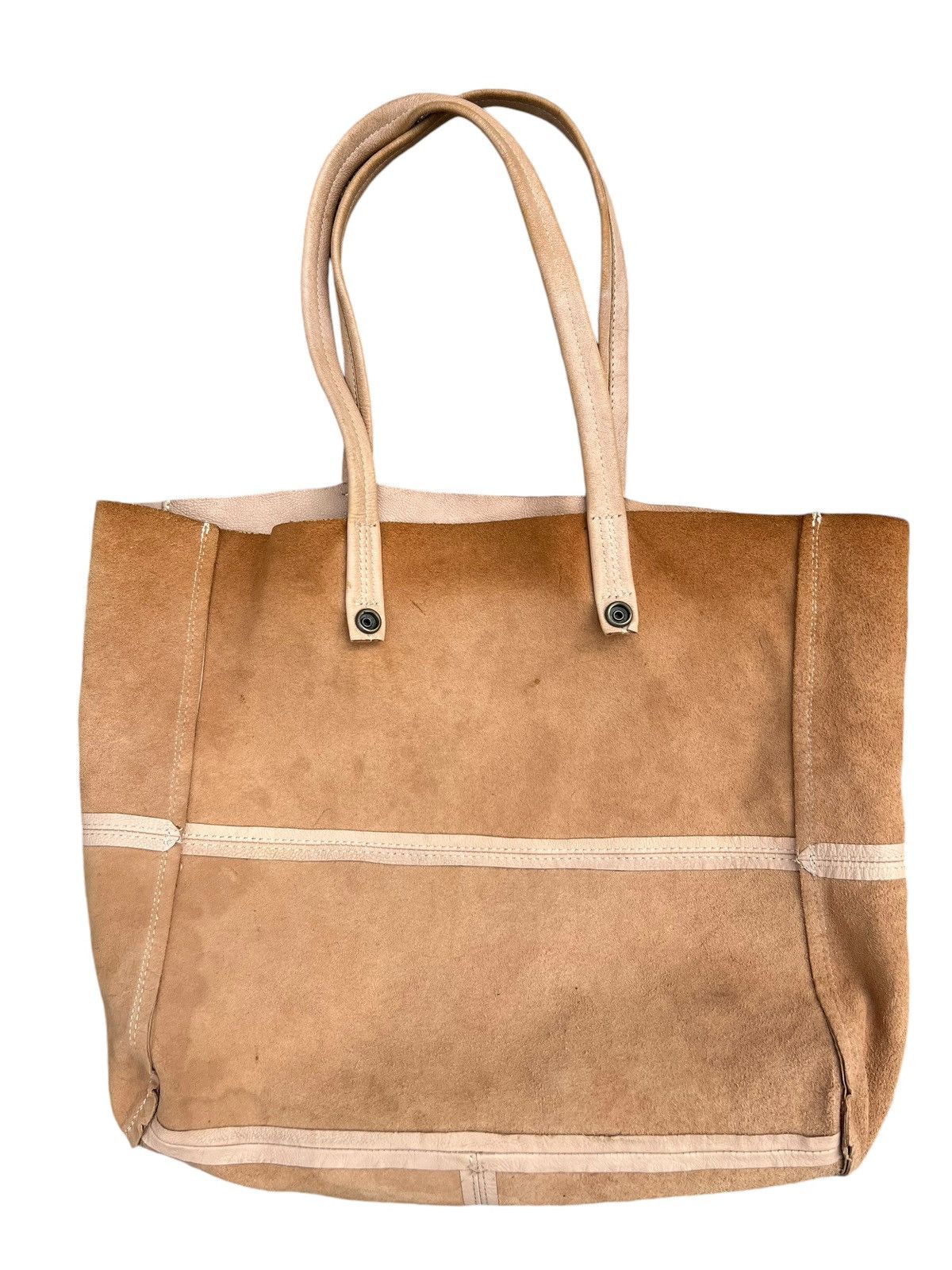 Japanese Brand × Leather Vintage CIMABUE Japan Fade Patina Leather Tote Bag Size ONE SIZE - 23 Thumbnail