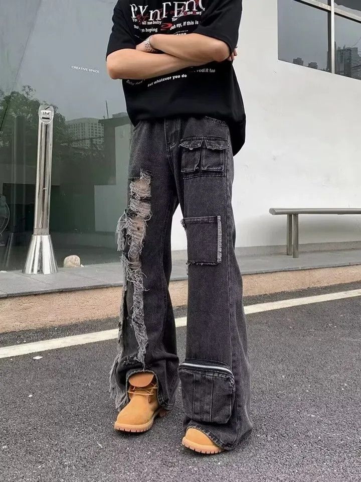 Japanese Brand × Vintage Ropa Grunge Y2K Streetwear Ripped Baggy Size US 31 - 5 Thumbnail