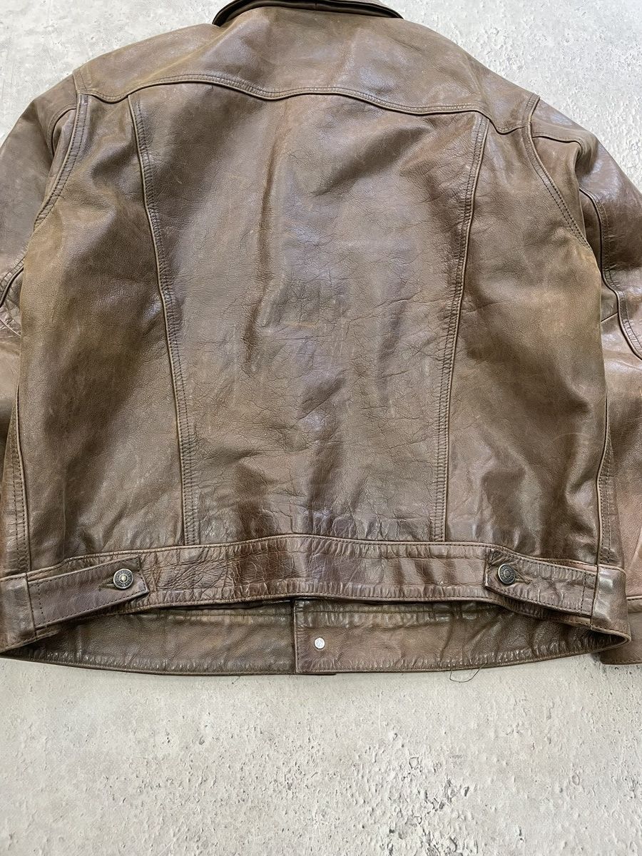 Gap Rare 90s archive brown leather trucker jacket GaP Size US L / EU 52-54 / 3 - 12 Thumbnail