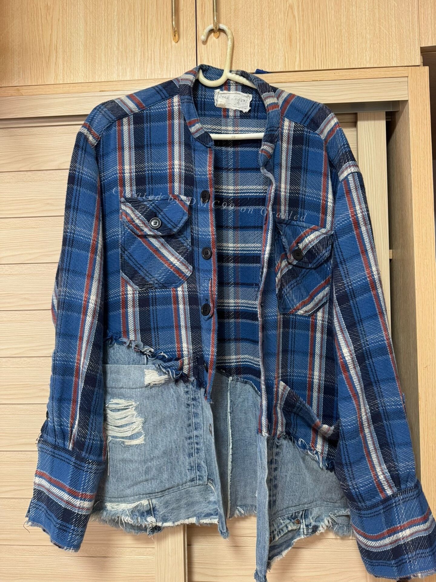 Greg Lauren Greg Lauren Plaid Shirt Distressed Denim Patchwork Size XS / US 0-2 / IT 36-38 - 1 Thumbnail