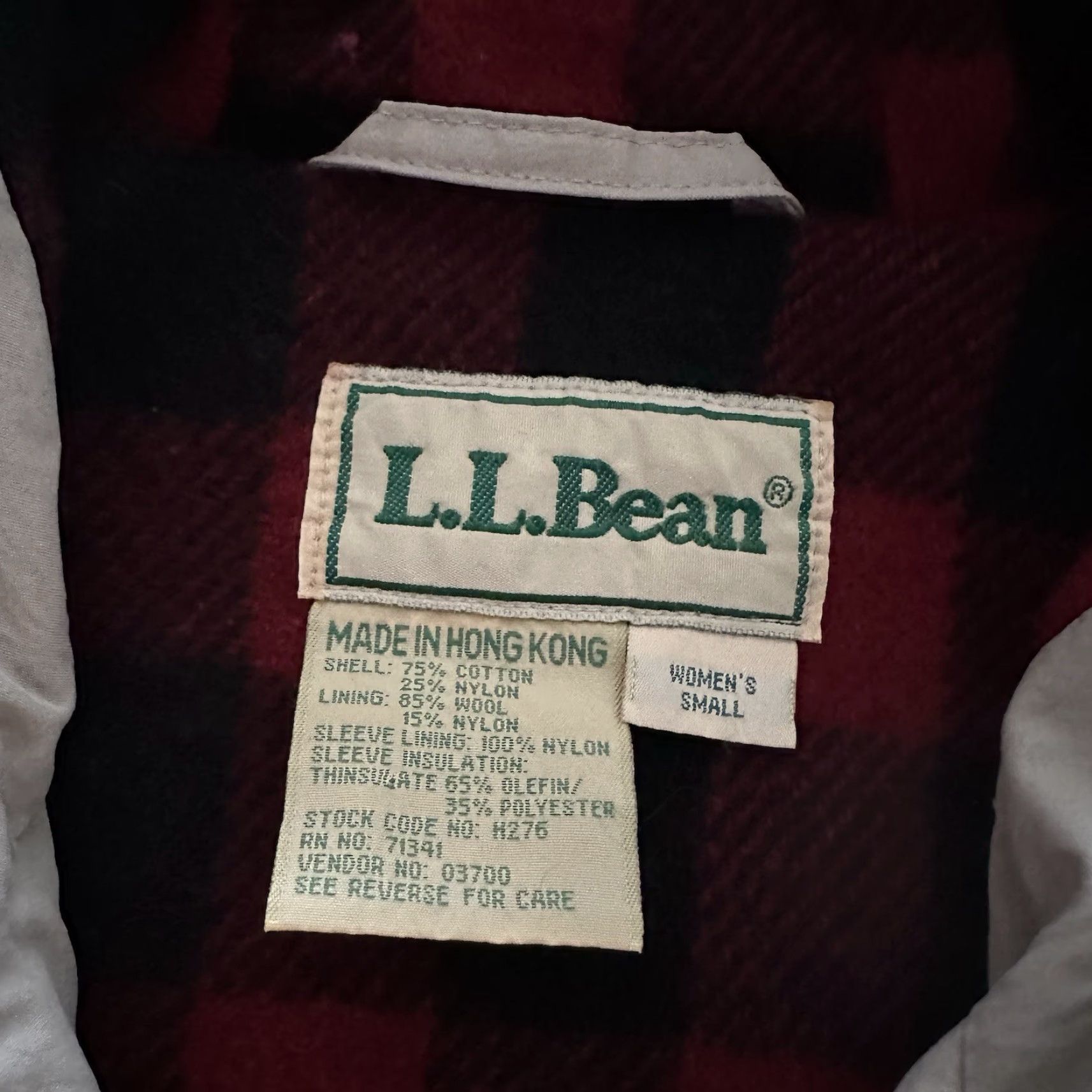 Vintage VINTAGE L.L. Bean Field Coat Jacket Womens Small Beig e Plaid Wool Lined Size S / US 4 / IT 40 - 2 Thumbnail