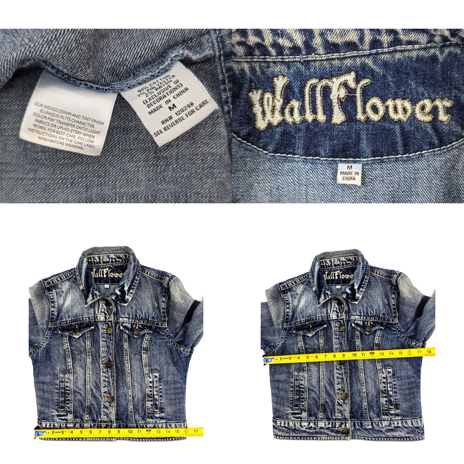 Vintage Wallflower Jeans Wallflower Classic Denim Jean Jacket Women M Blue Long Sleeve Distressed Casual Jacket/Coat Size M / US 6-8 / IT 42-44 - 8 Thumbnail