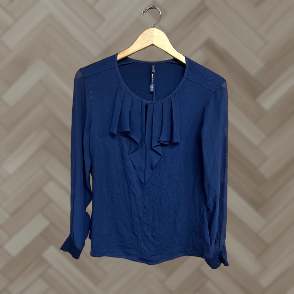 Karen Millen Karen Millen Womens Blouse Shirt Blue Long Sleeve 10 Adult Womens New Size L / US 10 / IT 46 - 1 Thumbnail