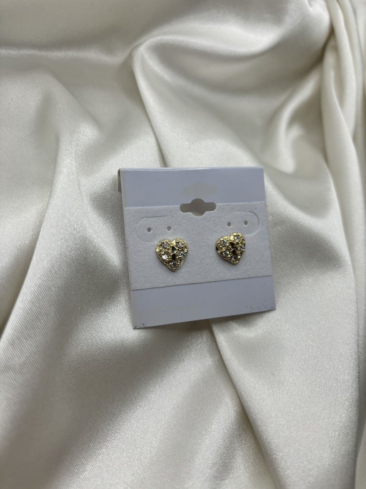 Other 10K Cz Heart Nugget Earrings Size ONE SIZE - 8 Thumbnail