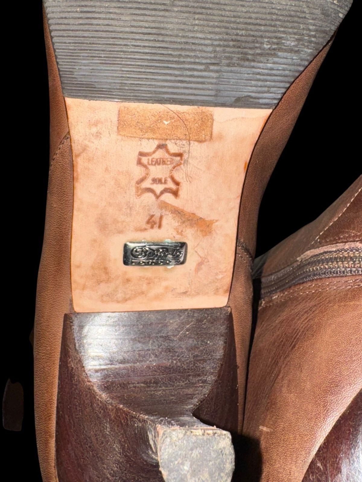 Buffalo London Vintage Buffalo Brown Leather Knee High Boots like El Dantes Size US 11 / IT 41 - 5 Thumbnail