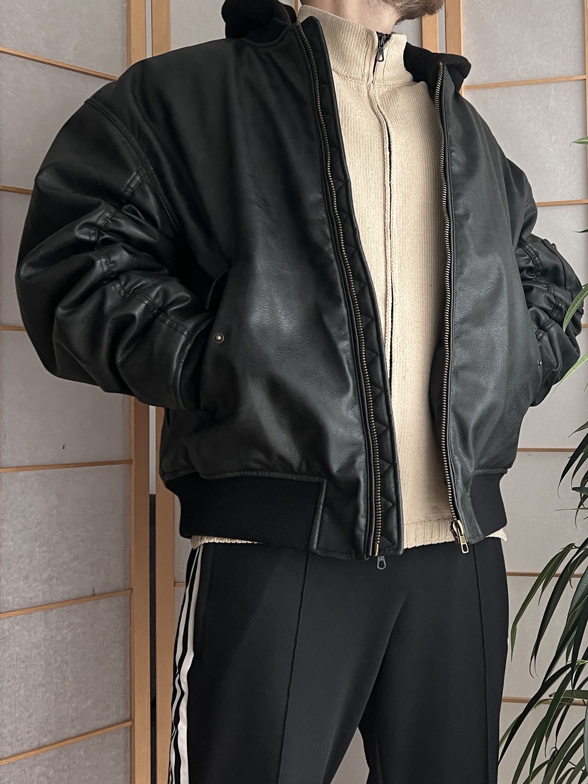 Hysteric Glamour MA-1 leather bomber jacket y2k baggy opium boxy flyer army Size US L / EU 52-54 / 3 - 19 Thumbnail
