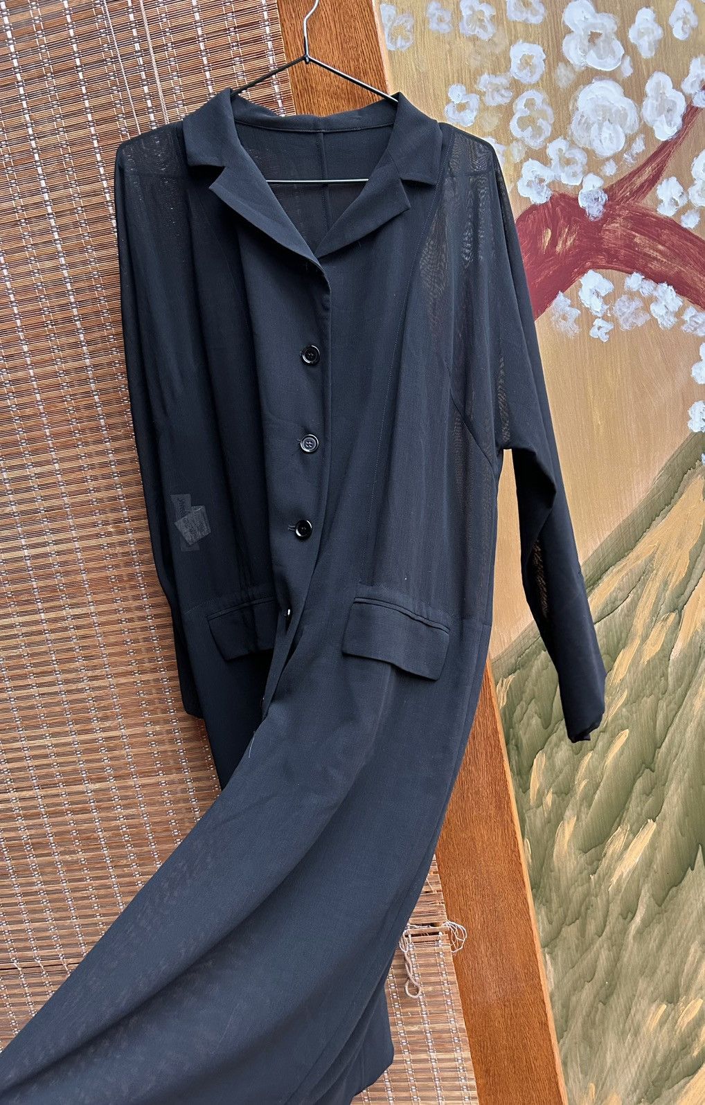 Dolce & Gabbana × Vintage 90’s Dolce & Gabbana Black Wool Robe Dress Sheer Coat Size S / US 4 / IT 40 - 3 Thumbnail