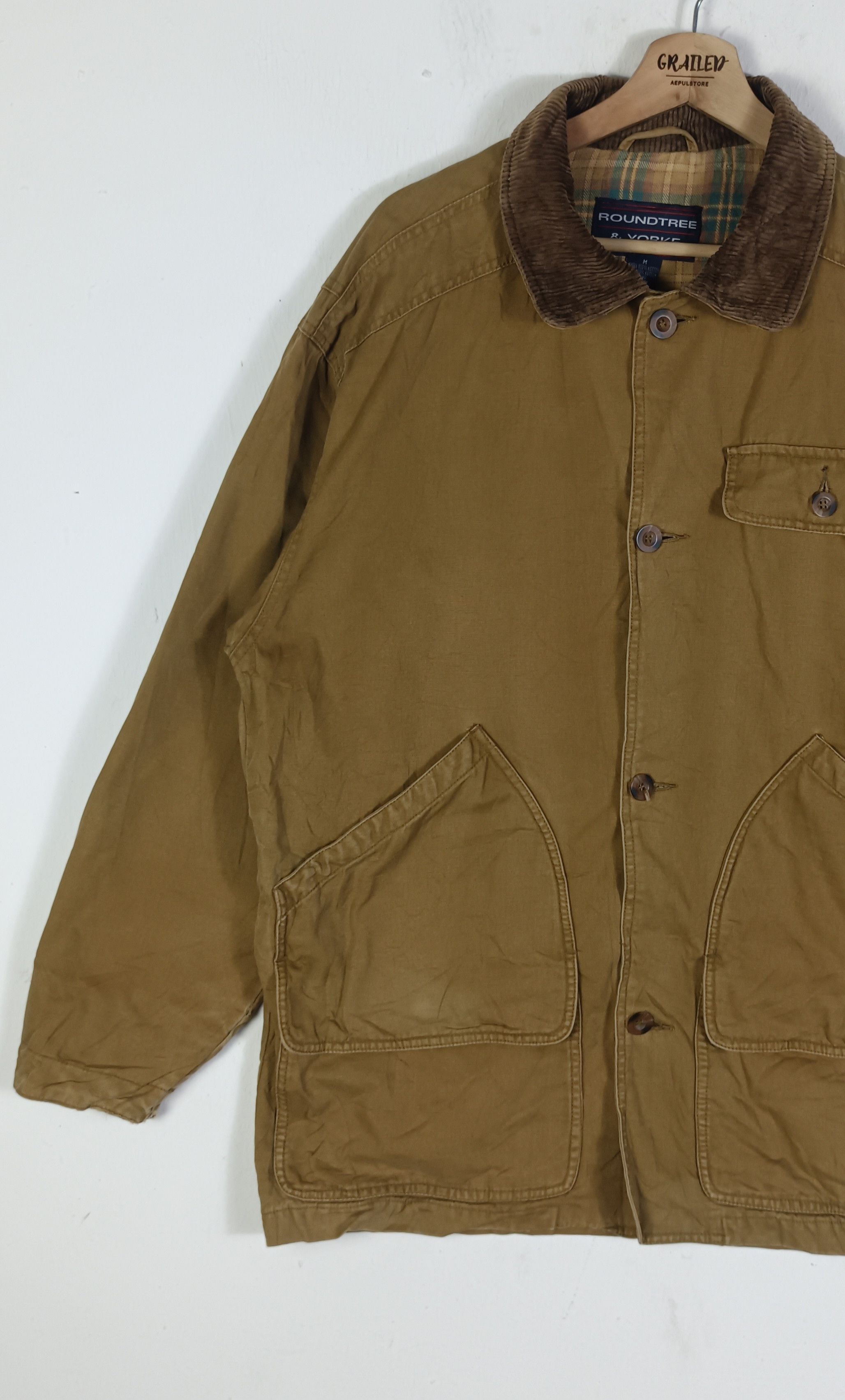Roundtree & Yorke Vintage 🔥 RoundTree And Yorke Mens Browns Chore Jacket Size US L / EU 52-54 / 3 - 4 Thumbnail