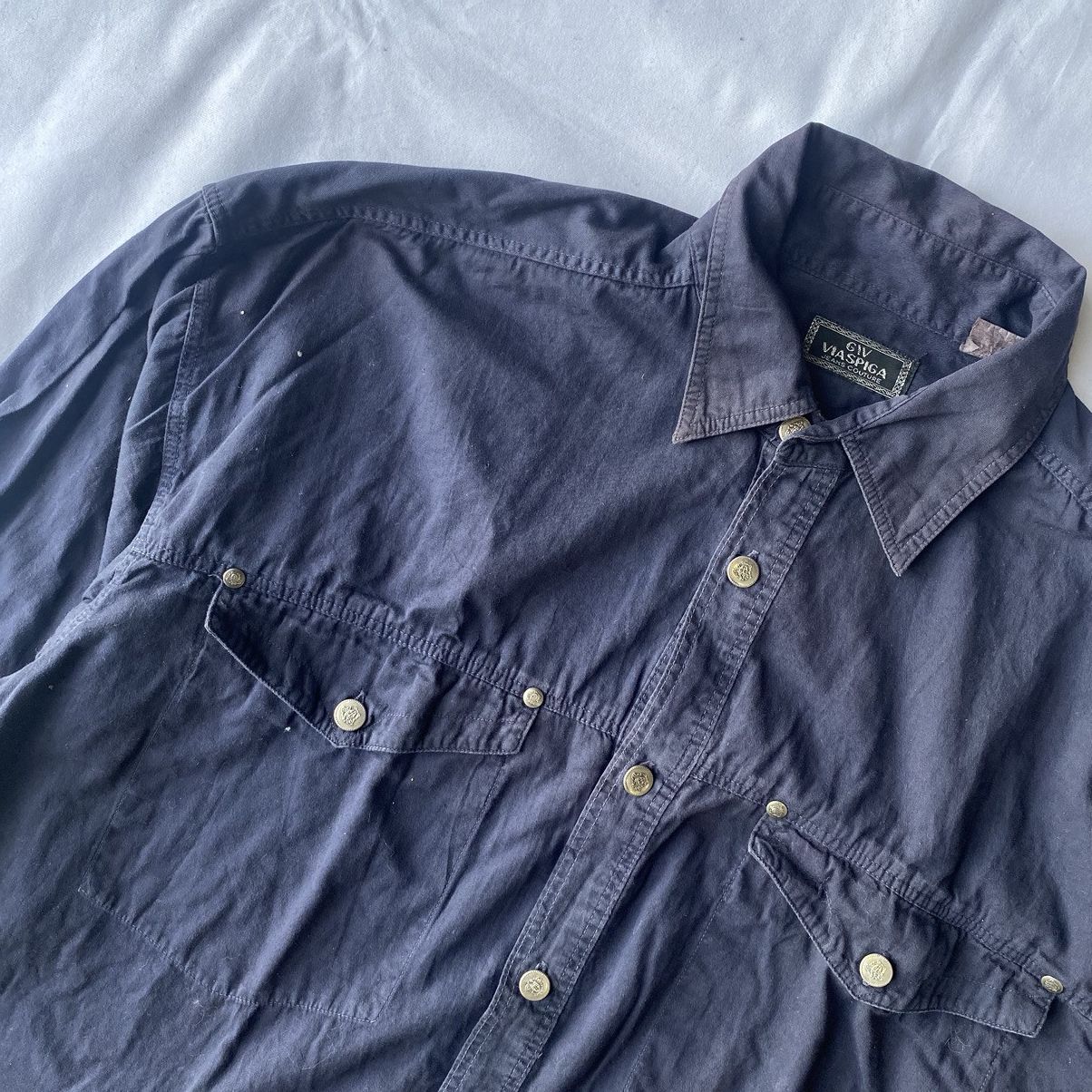 Japanese Brand Classic GIV VIA SPIGA Flannel Shirt GOA Style Size US XL / EU 56 / 4 - 4 Thumbnail