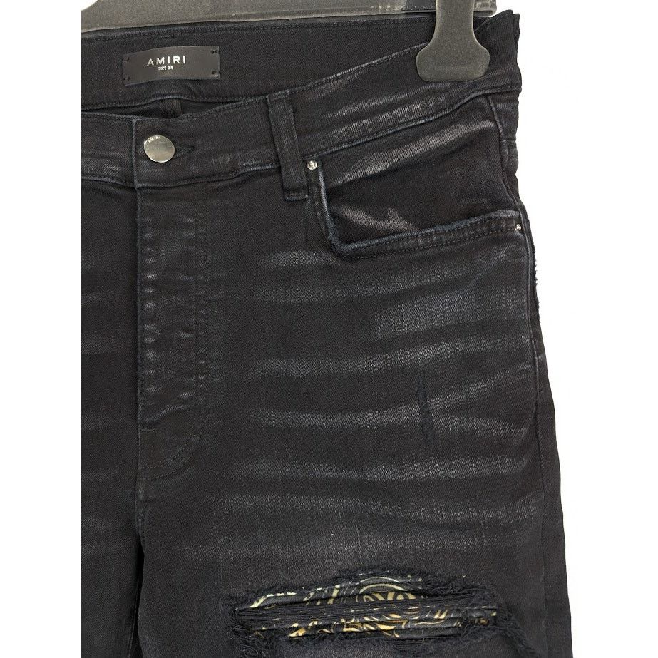 Amiri o1rshd1 Rainbow Paisley Thrasher Jeans in Aged Black Size US 34 / EU 50 - 11 Thumbnail