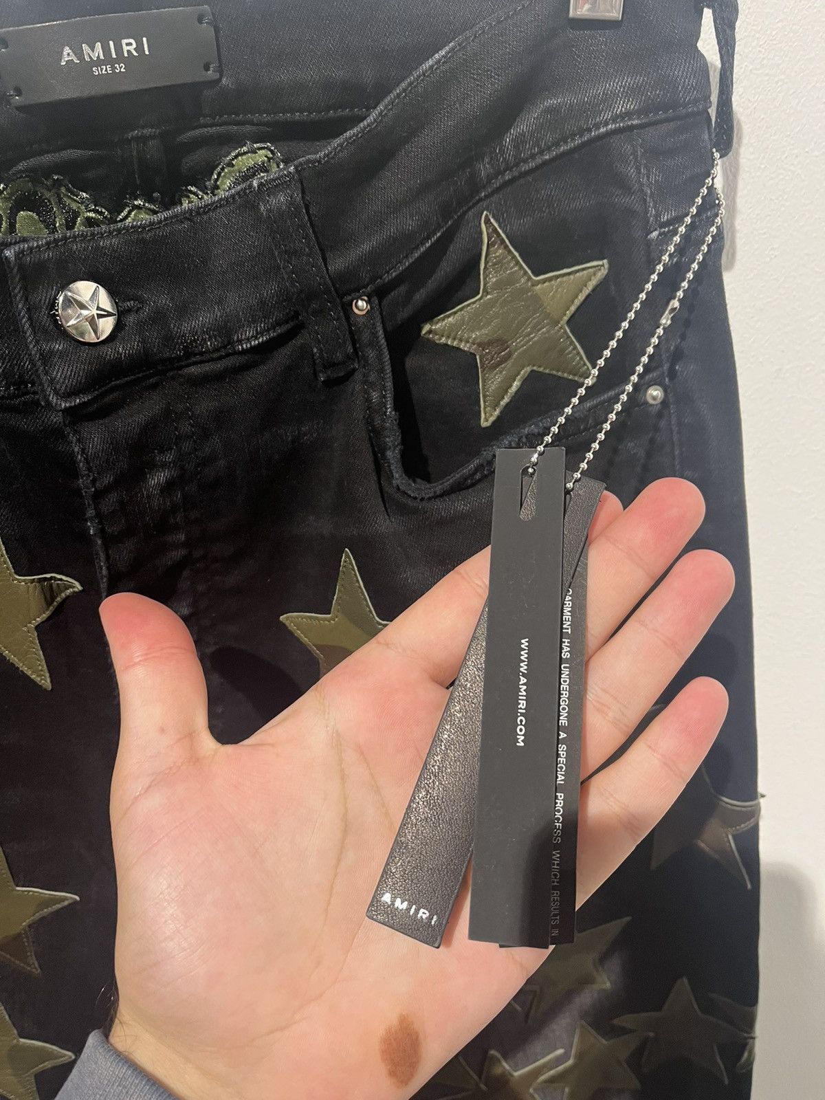 Amiri AMIRI CHEMIST RARE BLACK CAMO LEATHER STARS DENIM Size US 32 / EU 48 - 7 Thumbnail