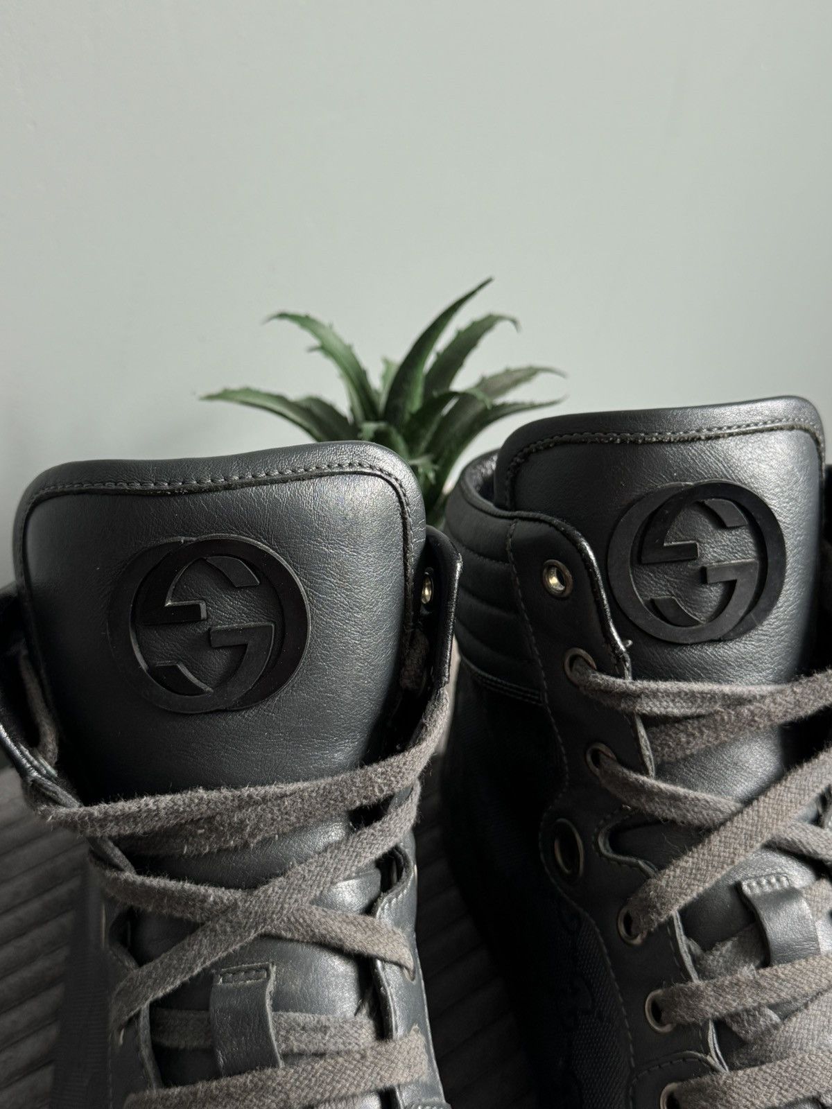 Gucci Gucci GG Monogram Leather High Top Sneakers Size US 9.5 / EU 42-43 - 5 Thumbnail