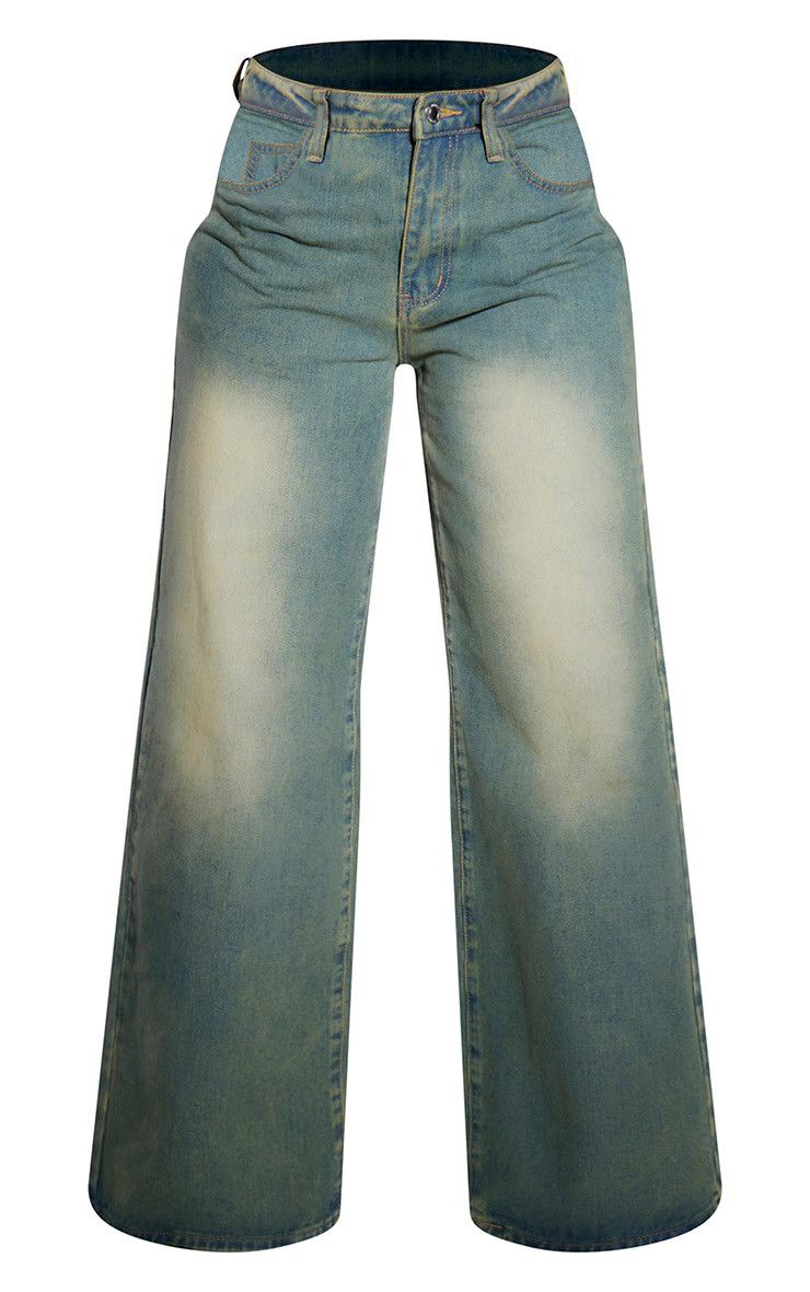 image of Japanese Vintage Wash Wide Leg Jeans in Blue, Men's (Size 41)