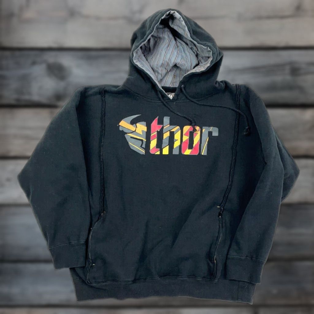 Vintage Thor Racing Hoodie Black Embroidered Pullover Men's Medium Regular Fit Racing Size US M / EU 48-50 / 2 - 1 Thumbnail