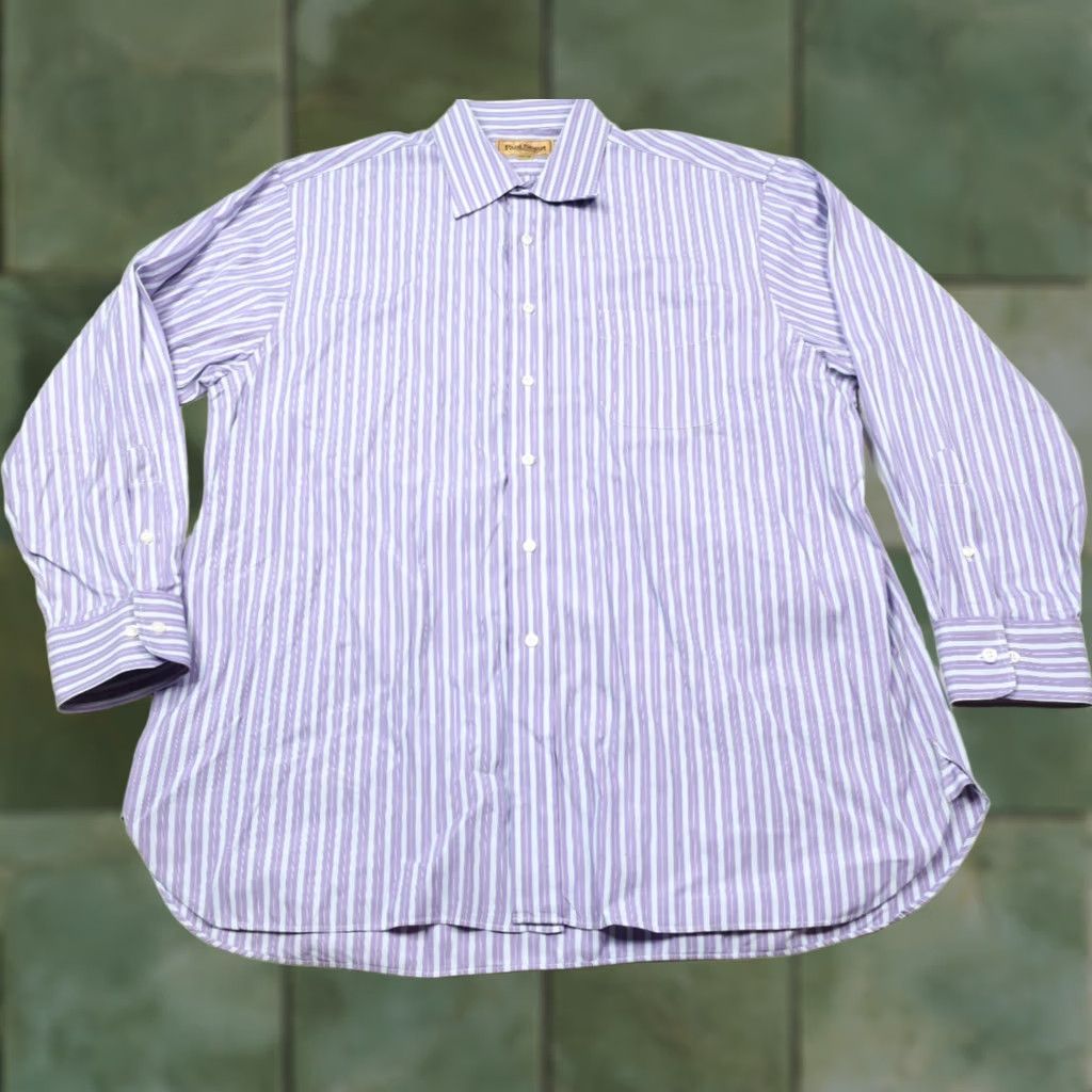 Paul Stuart Paul Stuart Shirt Mens 17.5 Purple Blue Striped Cotton Long Sleeve Button-Up Shirt Size US XXL / EU 58 / 5 - 1 Thumbnail