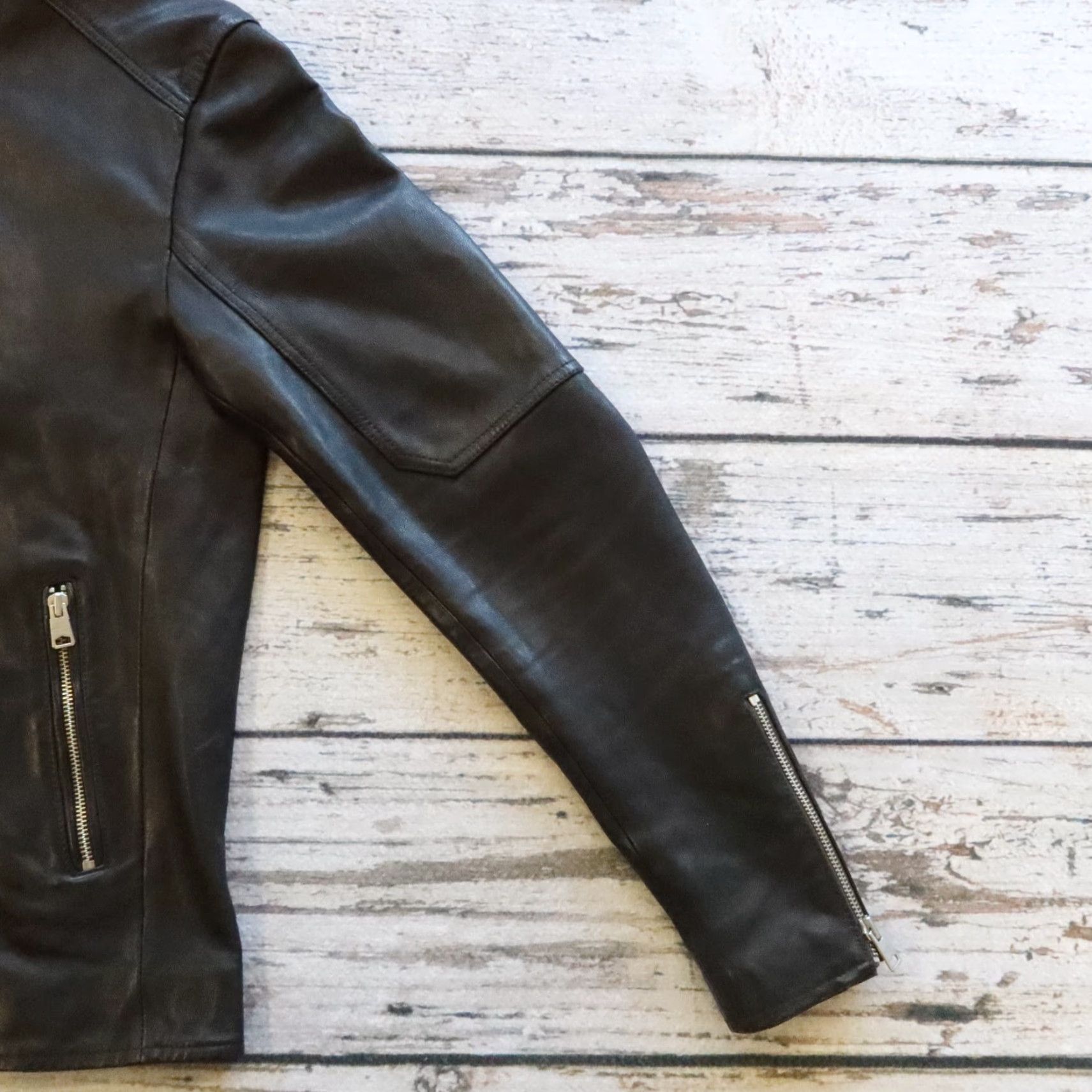 Allsaints **Black Leather All Saints Cafe Racer Motorcycle Jacket Size S** User: Vintage Black Leather All Saints Cafe Racer Motorcycle Jacket Size S Size US S / EU 44-46 / 1 - 5 Thumbnail