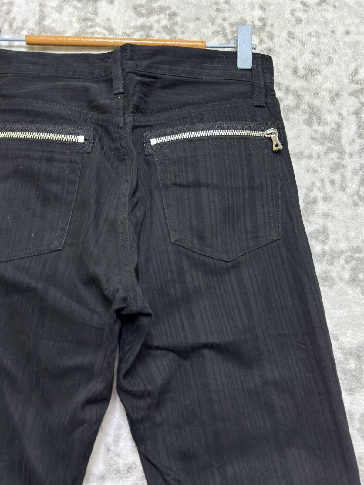 Japanese Brand Flare Semantic Design Pinstripes Zipper Pocket Denim Pant Size US 27 - 11 Thumbnail