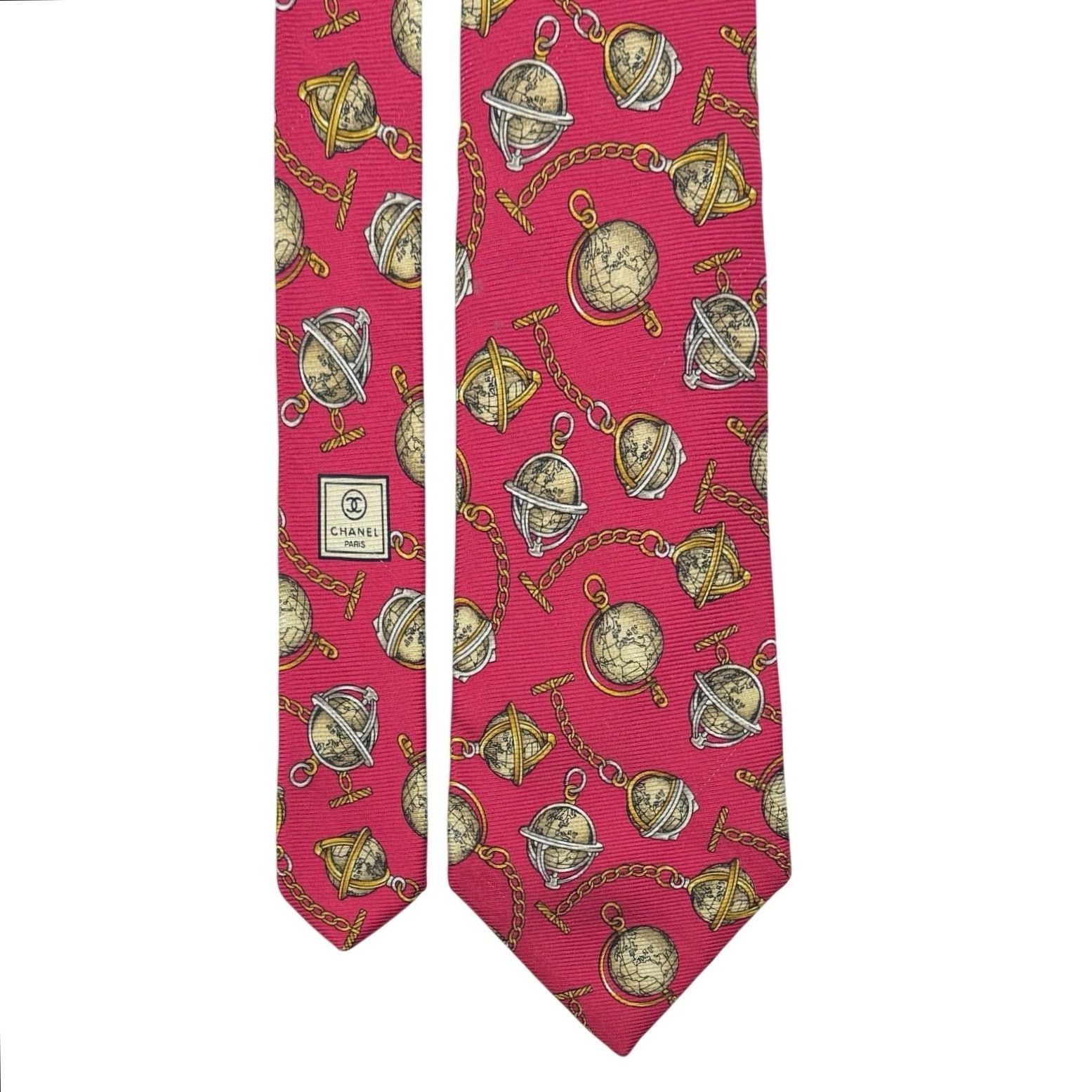 Chanel Chanel Globe Pattern Tie Size ONE SIZE - 1 Thumbnail