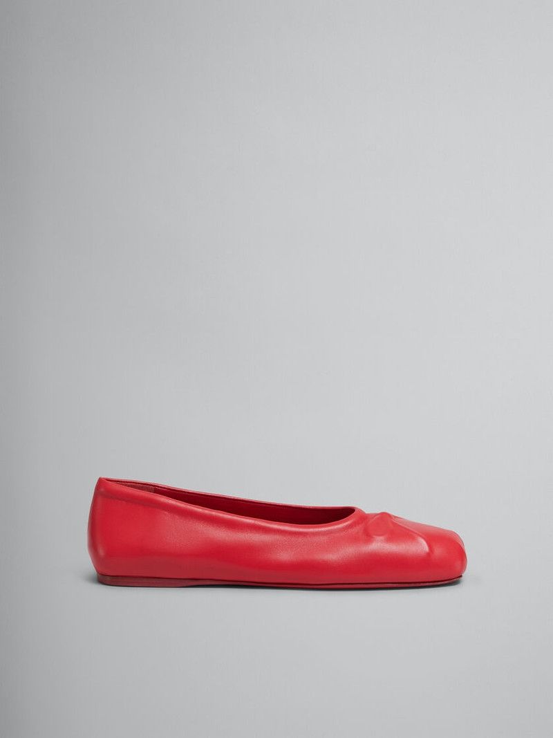 o1f1d3z0126 Seamless Little Bow Ballet Flats in Red