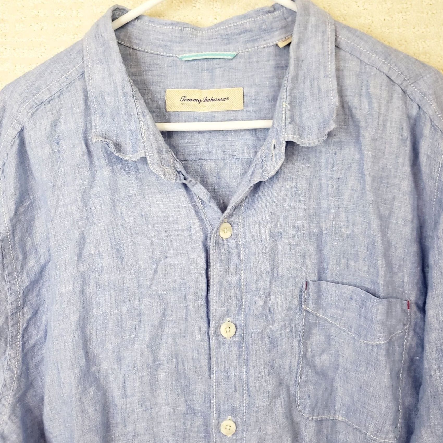 Tommy Bahama VINTAGE Tommy Bahama Shirt 2XL Men's Blue Linen Long Sleeve Button-Up Collared Casual Travel Party Wedding Size US XXL / EU 58 / 5 - 3 Thumbnail