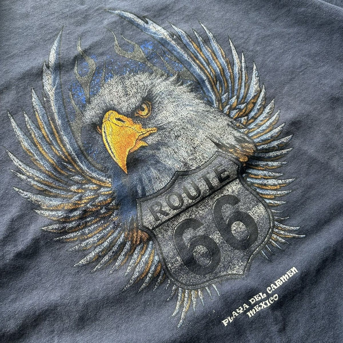 Band Tees × Vintage Vintage Faded Eagle Route 66 T Shirt Size US XXL / EU 58 / 5 - 2 Thumbnail