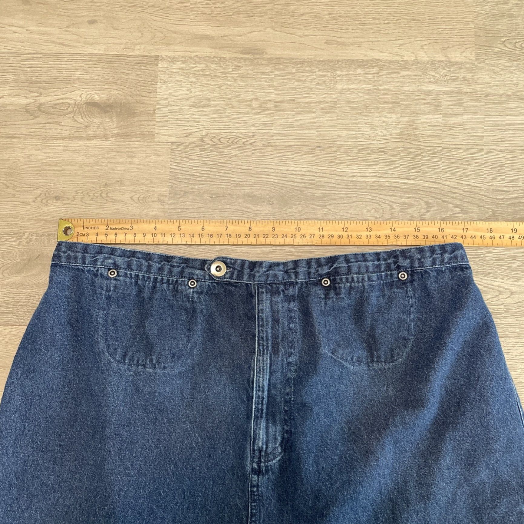 Vintage VINTAGE Premier International Blue Denim Skirt Plus Size XL A-Line Long Elastic Waist Womens Size 40" / US 18 - 3 Thumbnail