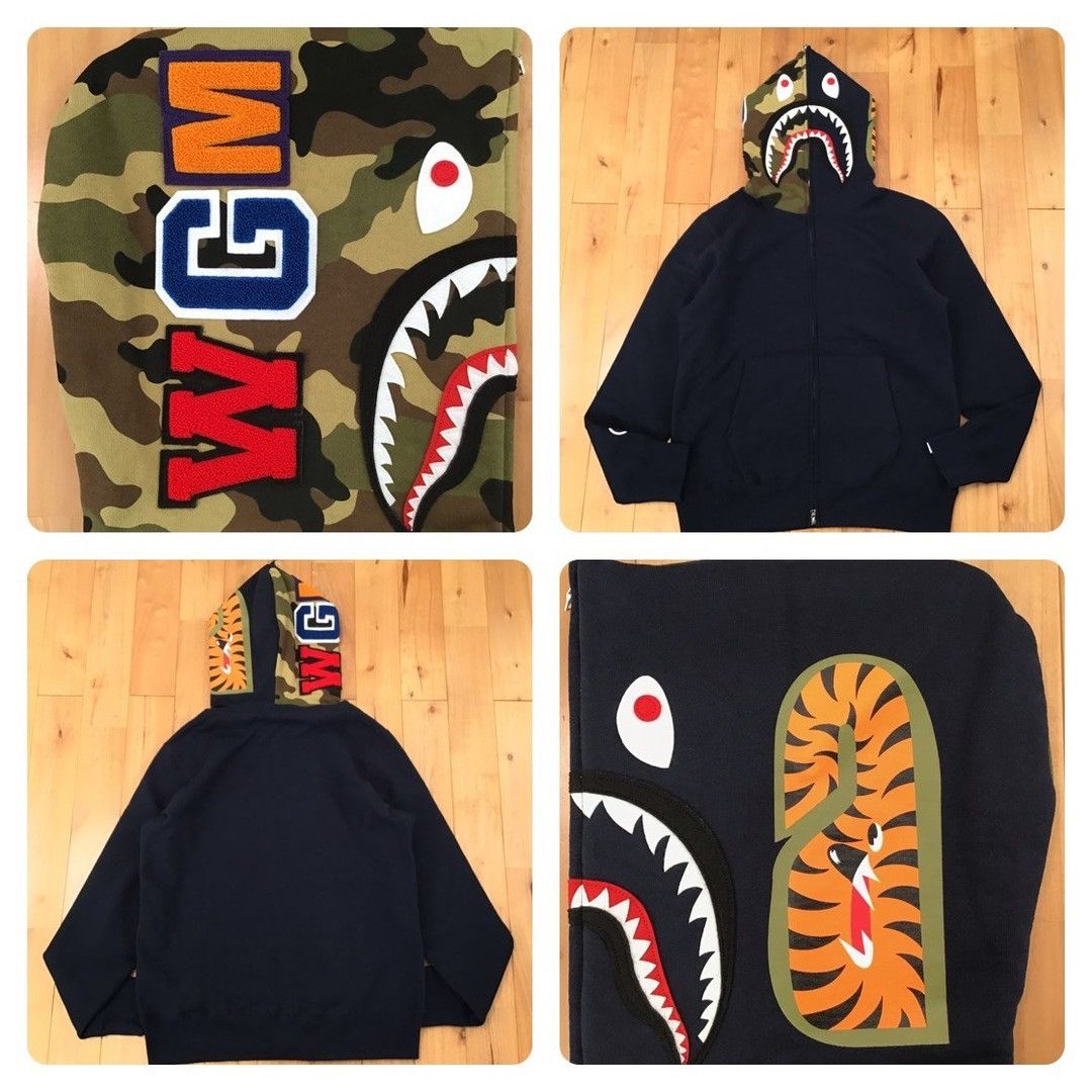 Bape 2024 BAPE 1st Shark full zip hoodie Navy x Woodland camo Size US M / EU 48-50 / 2 - 1 Thumbnail
