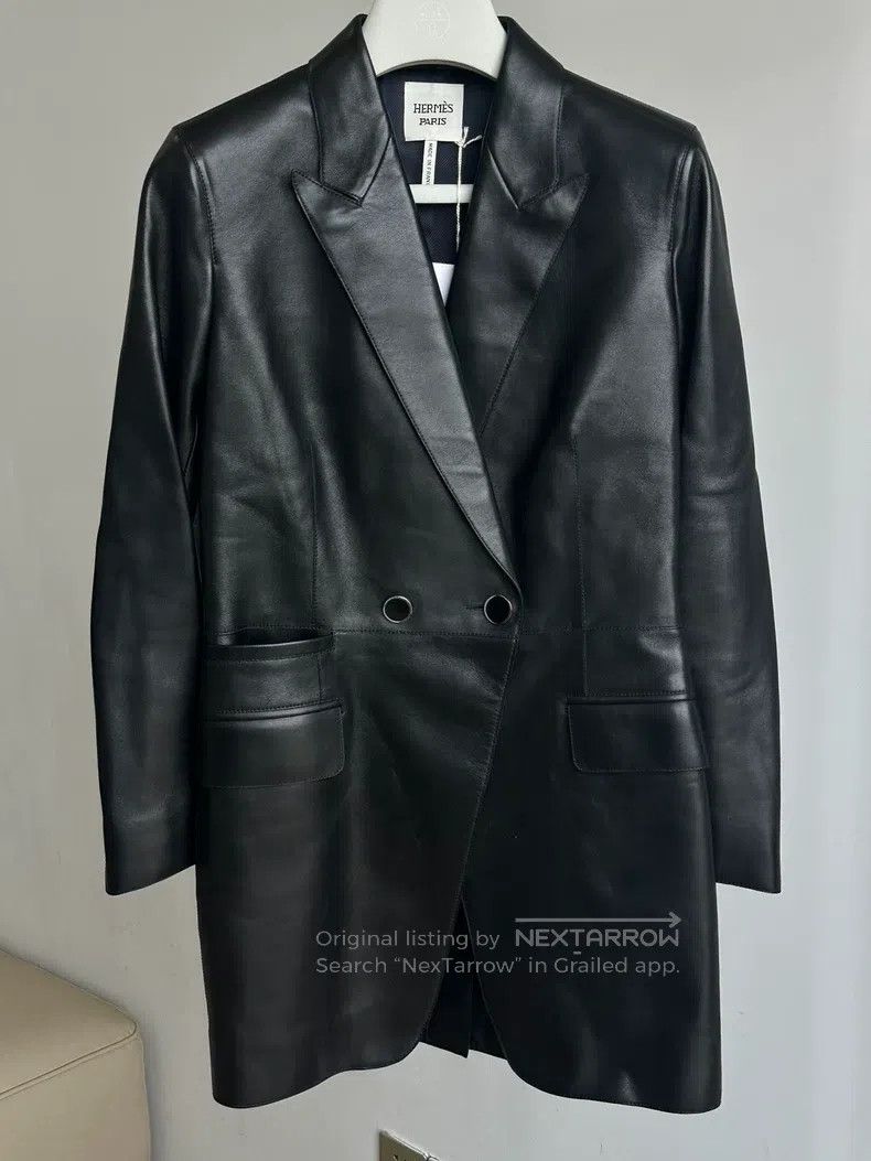 Hermes Hermes Black leather jacket Size XXS / US 00 / IT 34 - 1 Thumbnail
