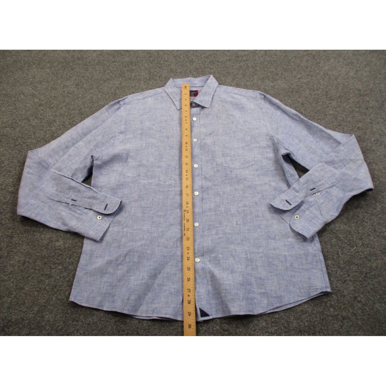 UNTUCKit UNTUCKit Shirt Mens XL Blue Linen Slim Fit Business Dress Casual Breathable Size US XL / EU 56 / 4 - 3 Thumbnail