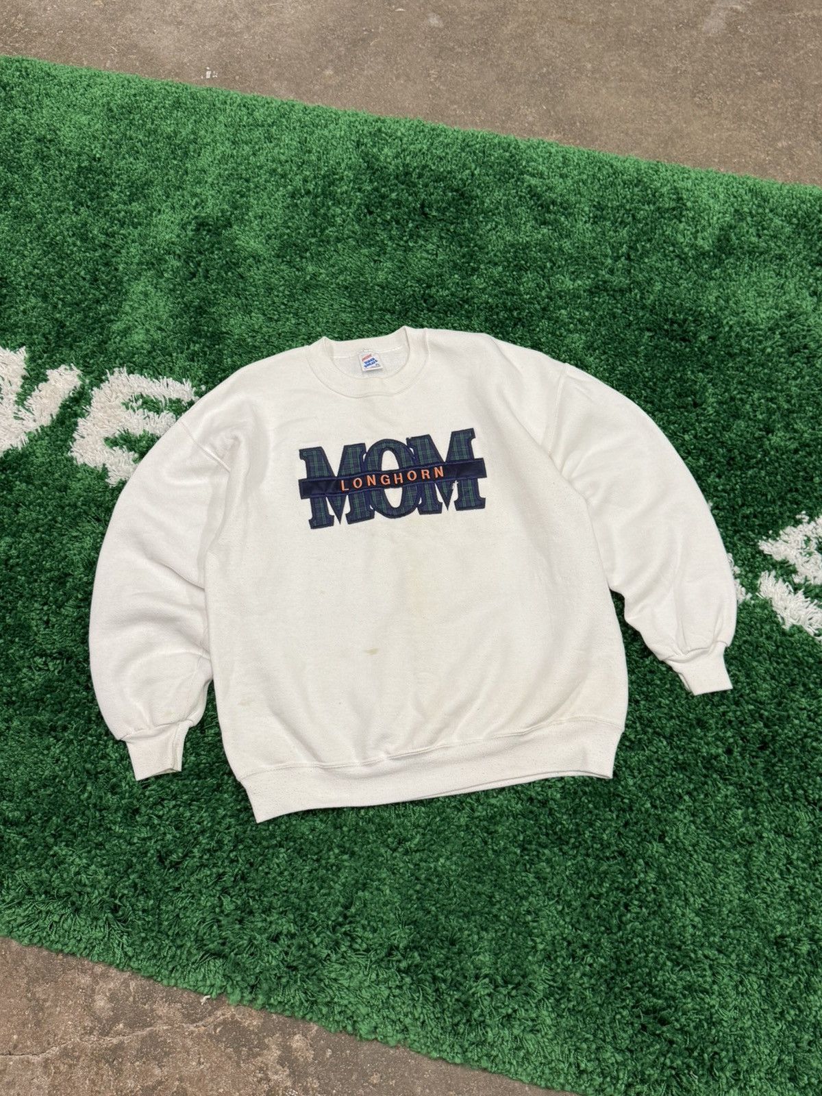 Jerzees × Vintage Vintage "Longhorn Mom" Plaid Logo Sweatshirt 90s 80s XL Size US XL / EU 56 / 4 - 1 Thumbnail