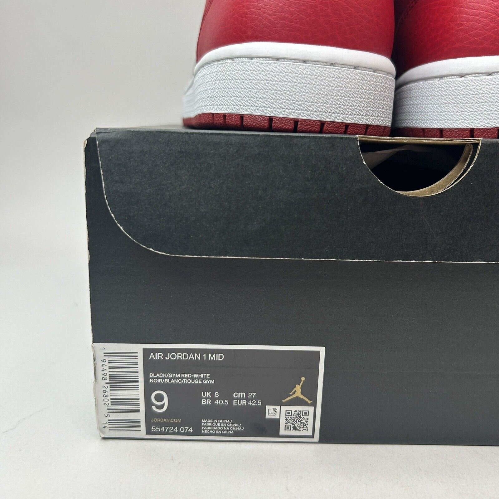Jordan Brand Nike Air Jordan 1 Mid Retro “Banned/Black Gym Red” 2023 Size US 9 / EU 42 - 5 Thumbnail