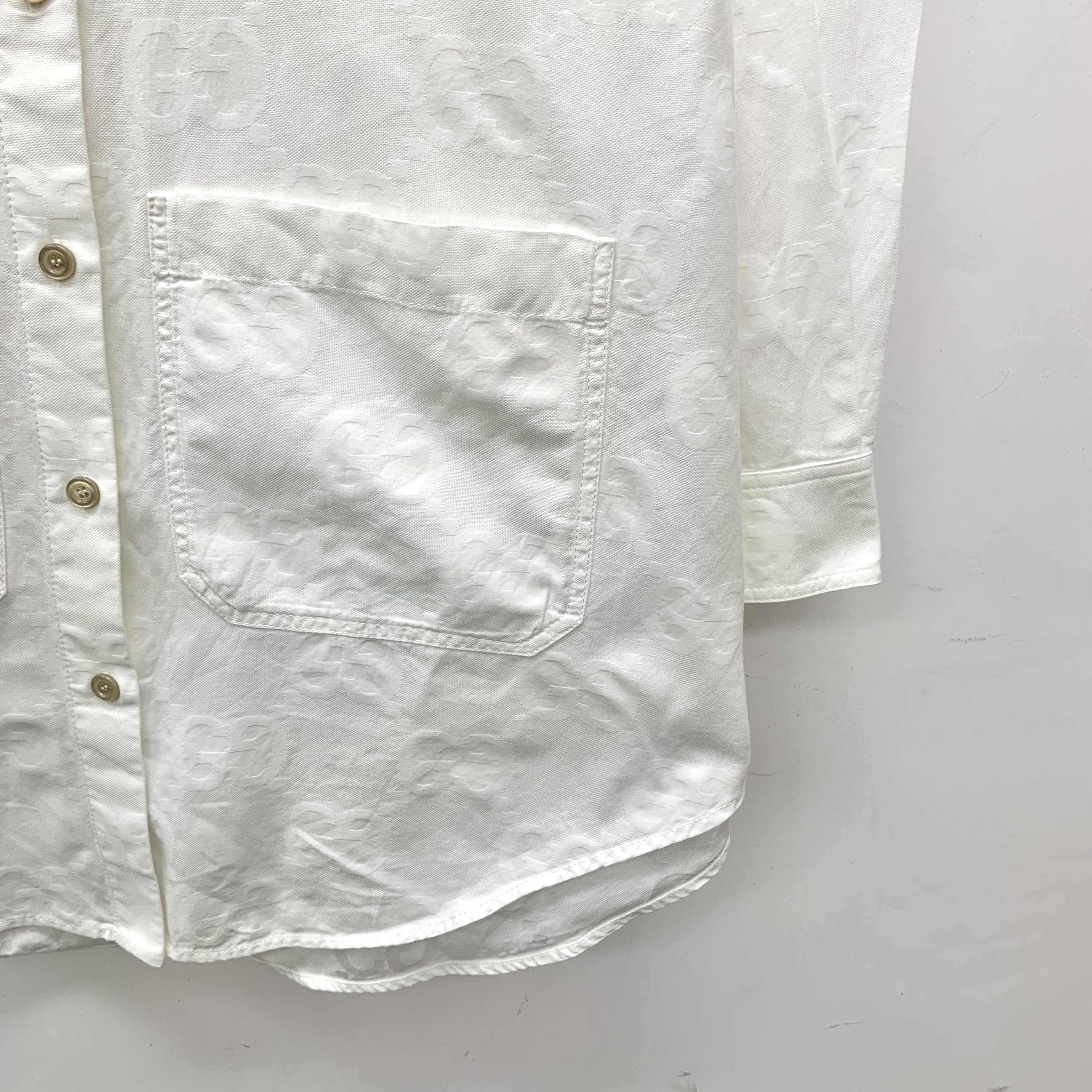 Gucci Gucci White GG Printed Cotton Shirt (Size M) Size US M / EU 48-50 / 2 - 5 Thumbnail
