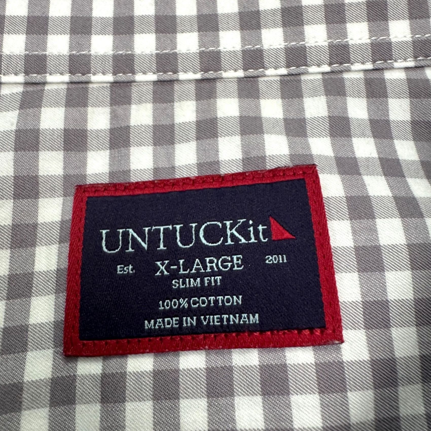 UNTUCKit UNTUCKit Slim Fit Button Down Shirt Mens XL Gray Gingham Check Cotton Slide-Through Shirt Open-Layout: Button-Up, Classic, Preppy, Designer Size US XL / EU 56 / 4 - 7 Thumbnail